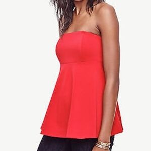 Ann Taylor Red Strapless Flare Top